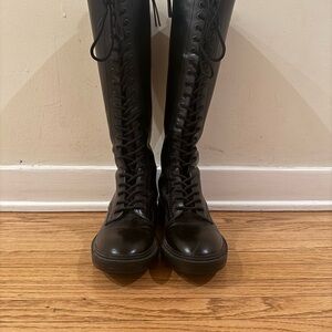 Zara Black Combat Lace-Up Boots